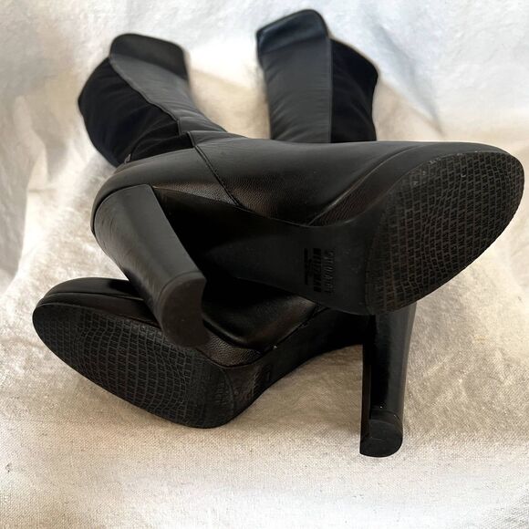 Stuart Weitzman Tall Black Leather Boots - Picture 3 of 6